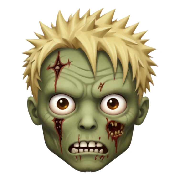 zombie face with spiky hair with blonde patch on the left and make him brownskin sticker