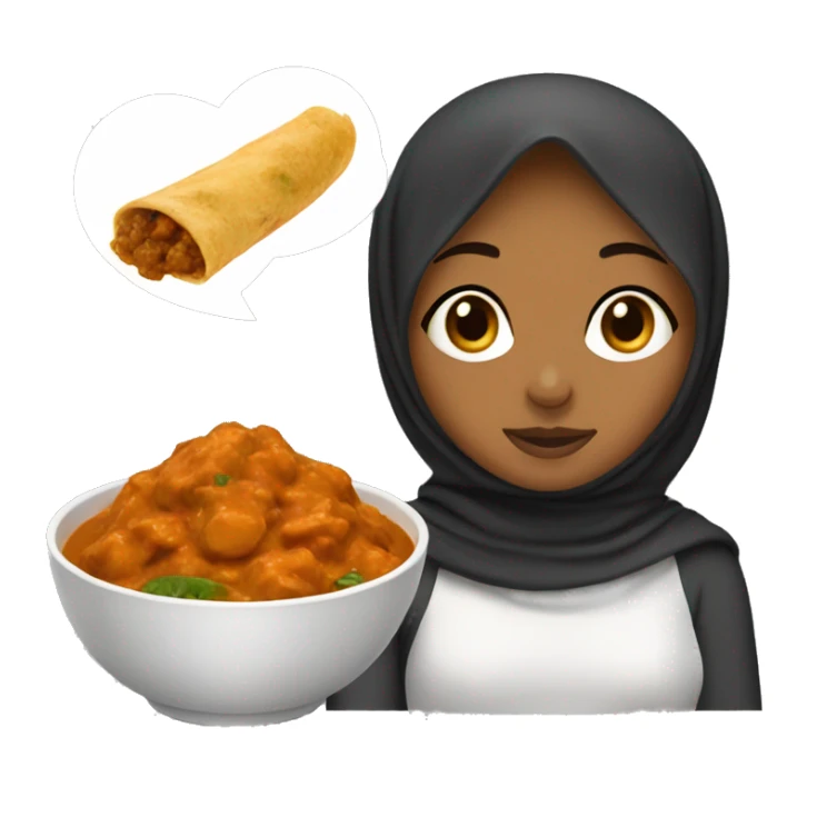 Brown girl with hijab eating curry  sticker