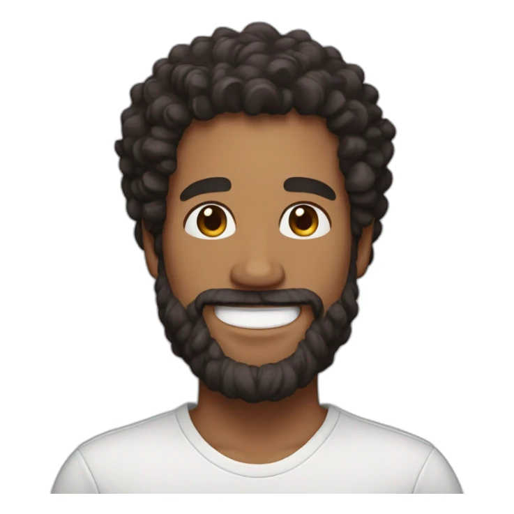 bearded man with dark curly hair and big smile sticker