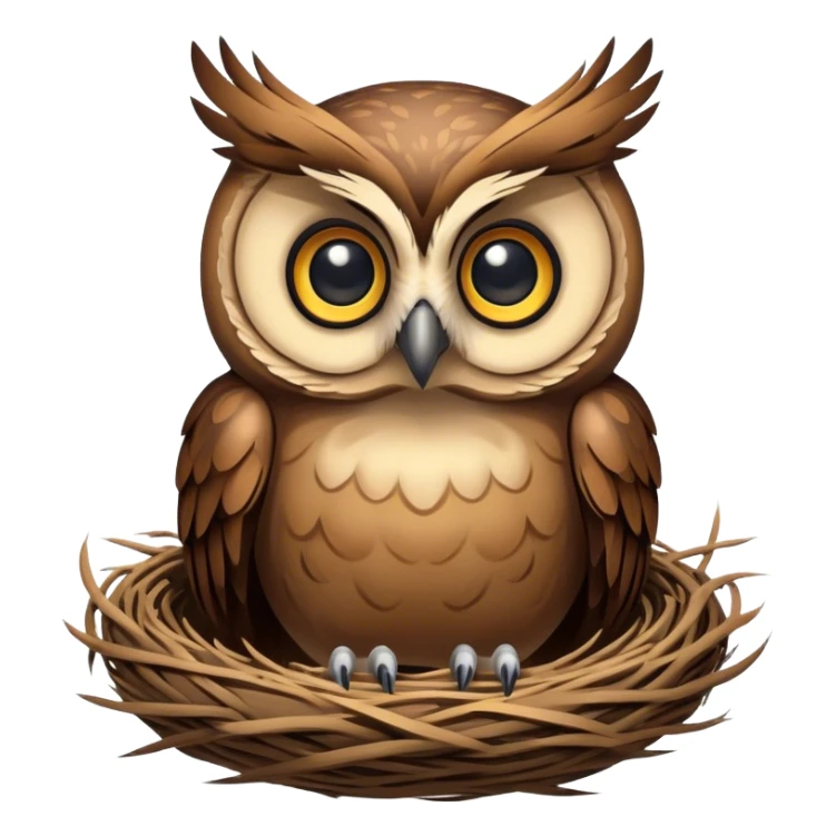 An owl flies over the nest. sticker