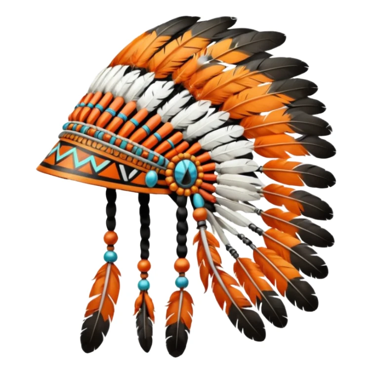 Orange black and white Native American head dress sticker