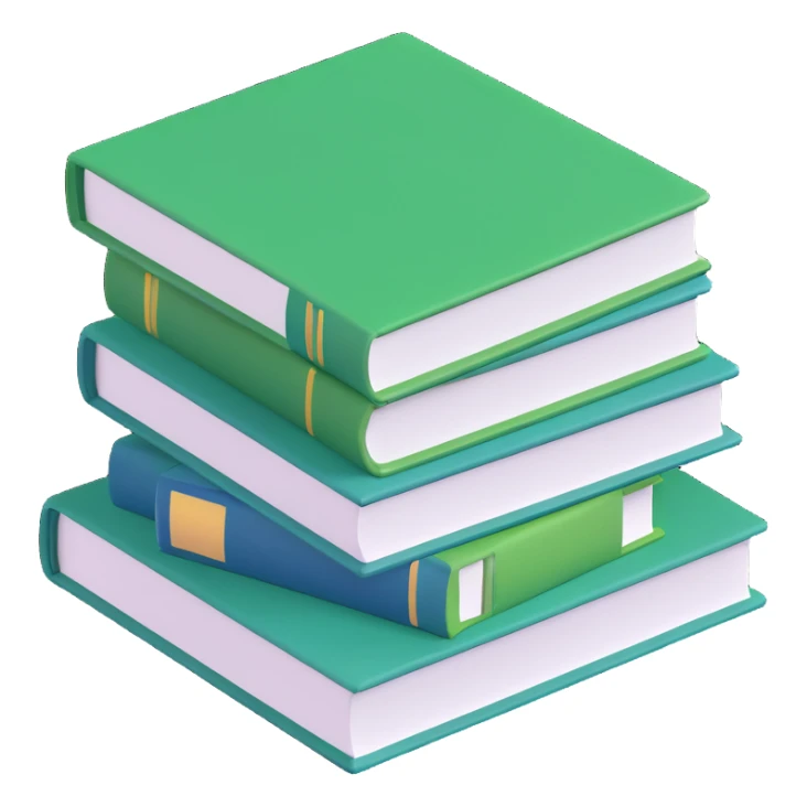 An open green book on top of a stack of green books sticker