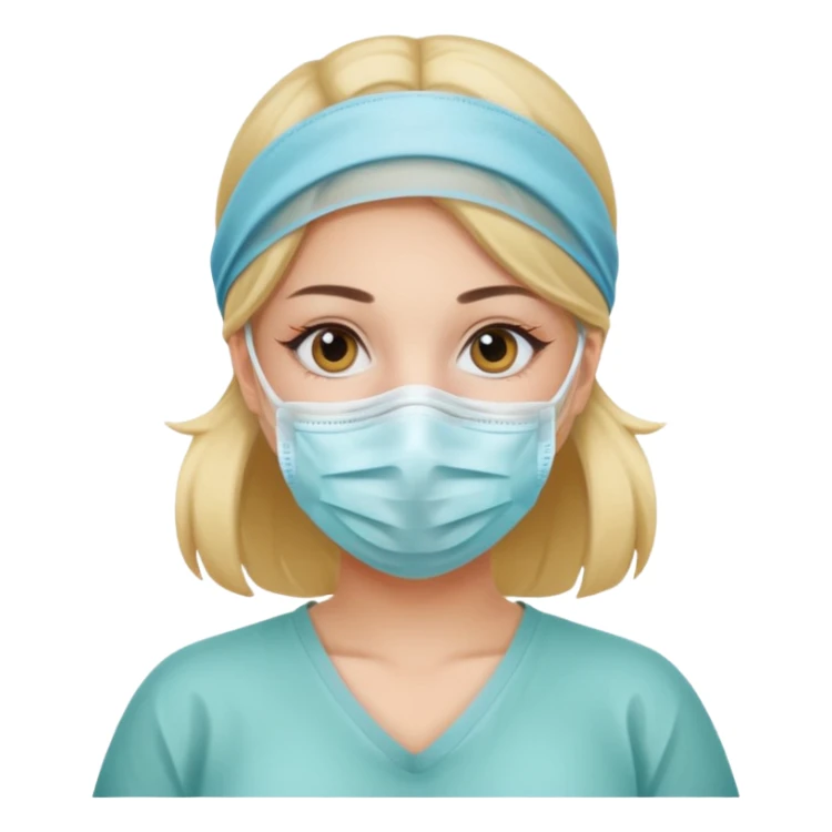 a beautiful girl wearing surgical mask sticker