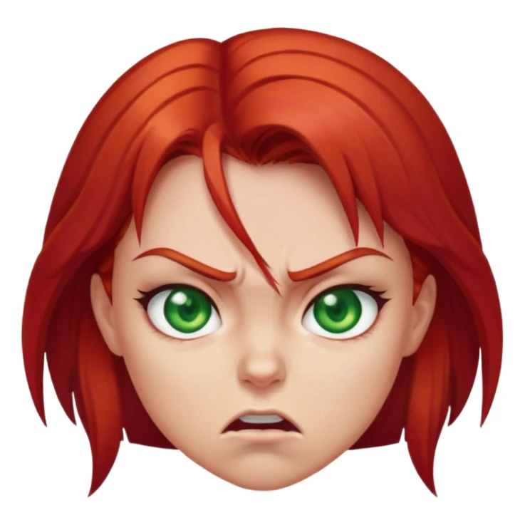 Angry girl with red hair and green eyes sticker