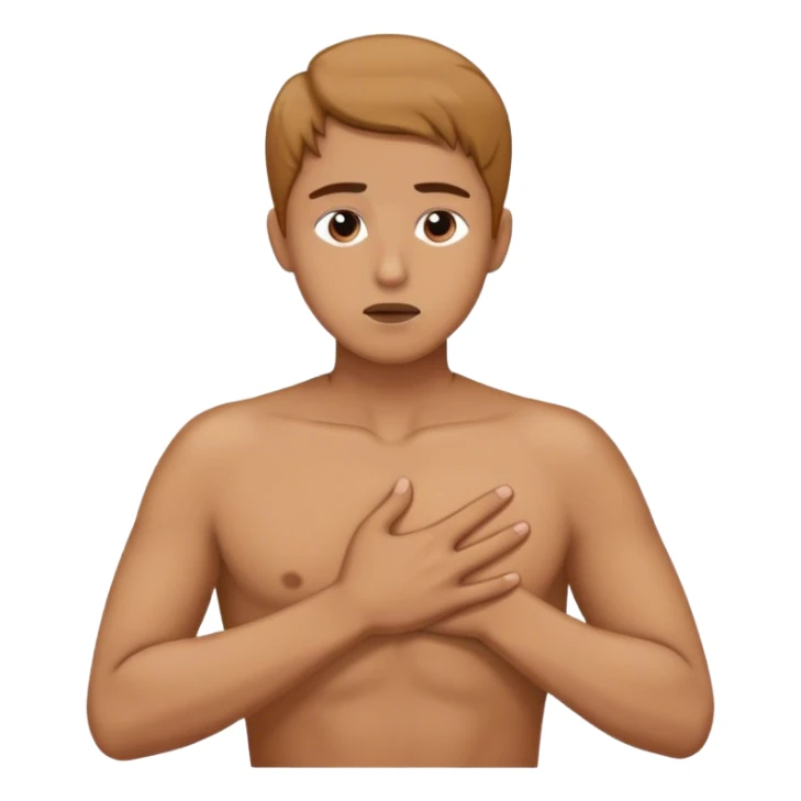 a person places a hand on their chest, taking a deep breath before choosing the lighter path, symbolizing their decision to respond instead of react. sticker