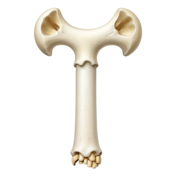 a femur bone with osteoporosis sticker
