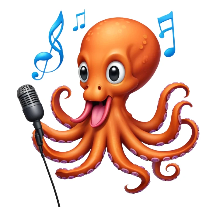 Octopus sings with a microphone sticker