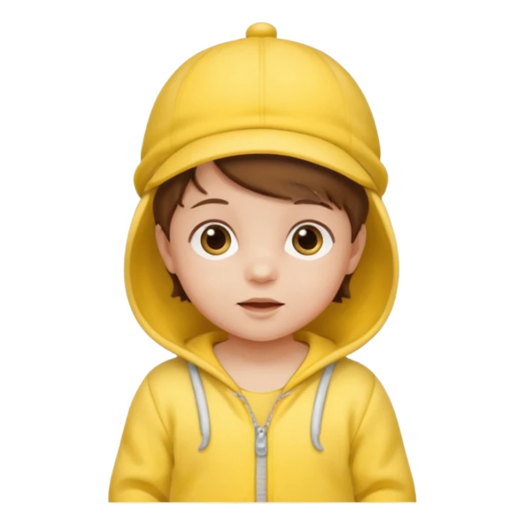 brown hair baby with yellow hersey and hat sticker