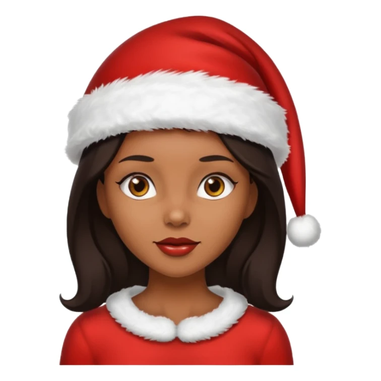 black brunette woman with wearing Santa  sticker