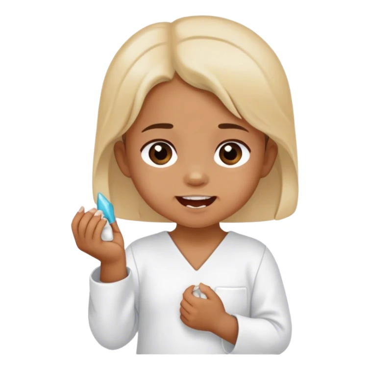toddle girl with white tunic and a tooth in her hand sticker