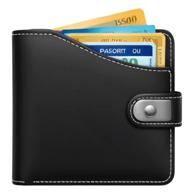 Travel black wallet – larger, holds passport and tickets.
 sticker