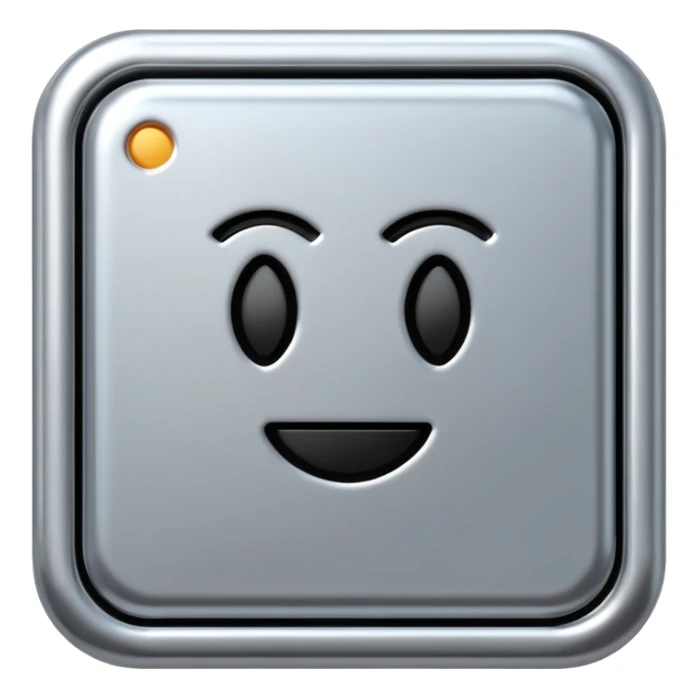 A futuristic microchip emoji made of polished silver chrome, minimal circuit details, smooth metallic surface, soft lighting, iOS emoji style, centered, clean white background sticker