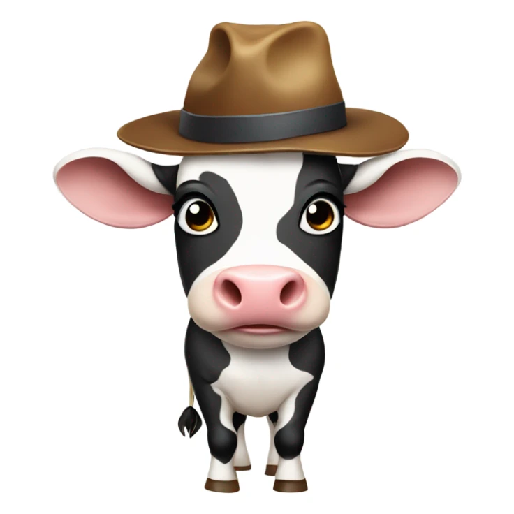 An ugly cow with a hat and umbrella  sticker