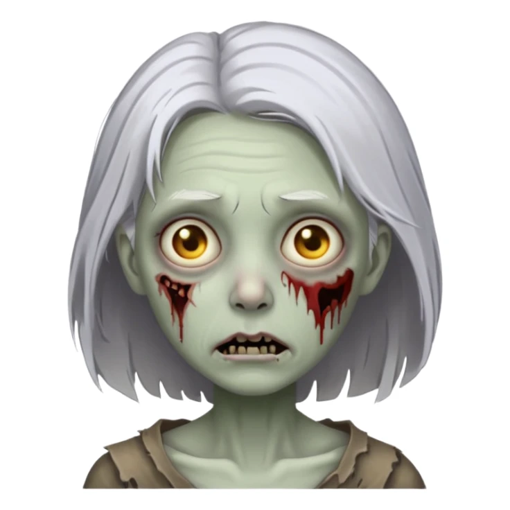 A pale zombie girl with white grey hair sticker