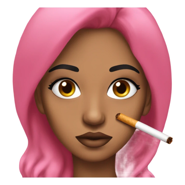 mixed baddie smoking a pink joint with long thick fake lashes sticker