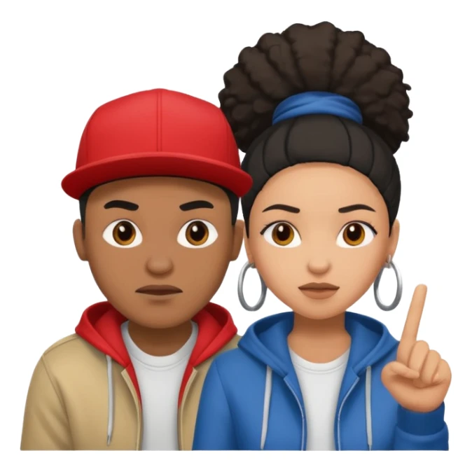 Multiracial hip hop couple love, mad, happy sticker