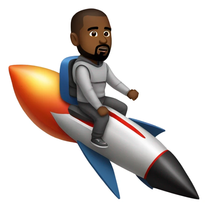 kanye west riding a rocket in space sticker