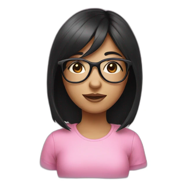 Girl with black hair and pink glasses sticker