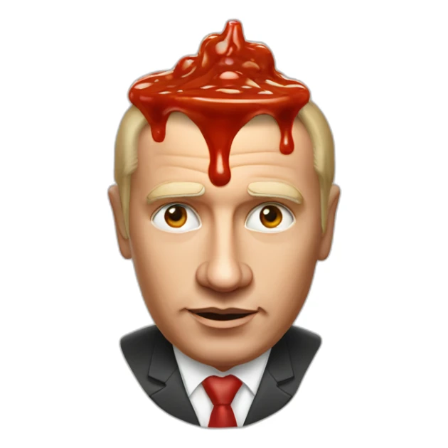 Vladimir poutine with tomato sauce on his head shooting nobody sticker