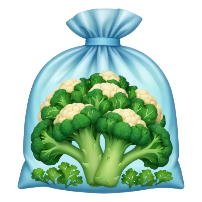 bag of frozen broccoli and cauliflower sticker