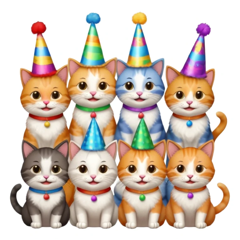  3 happy cats wearing party hats sticker