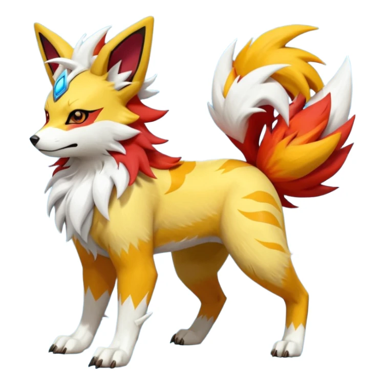 Feral Quadrupedal Digitigrade Electrike-Jolteon-Lycanroc-Furret-Renamon-Zeraora-fusion-hybrid-creature, full body  sticker