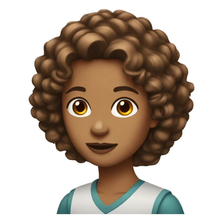 Middle curl brown hair sticker