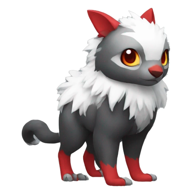 Cute cool black red white grey animal hybrid Fakemon full body sticker