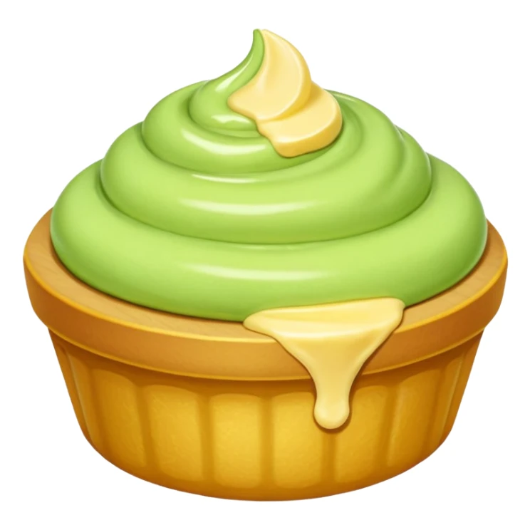 Erstelle eine Birne mit einem Stück geschmolzener Butter  sticker