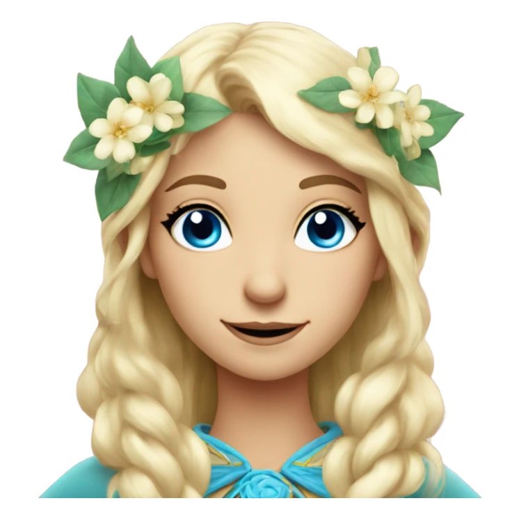 Gorgeous blond elf with blue eyes and flowers sticker