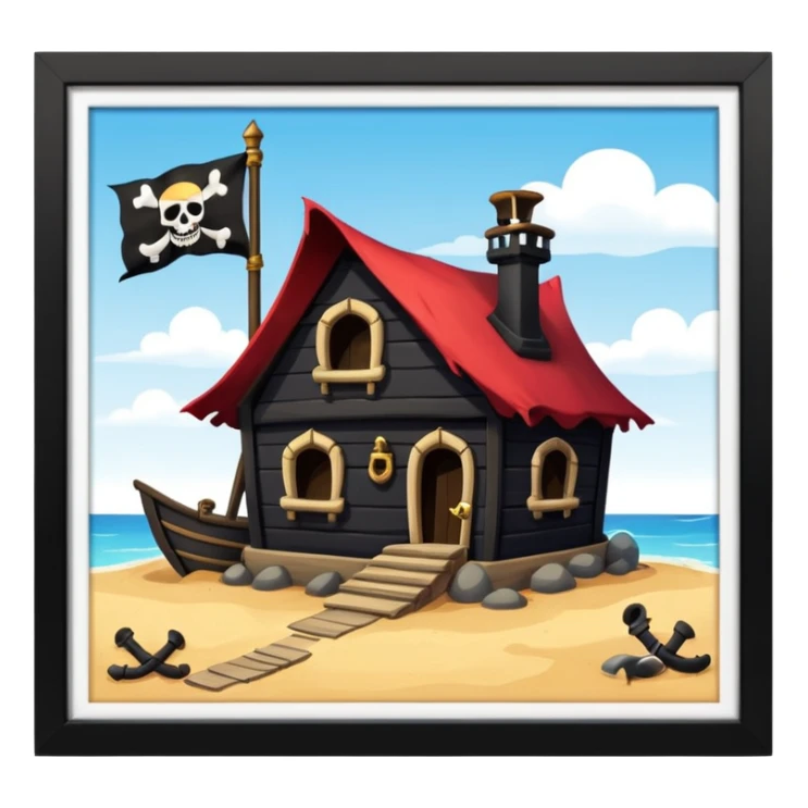old pirate's house with skull flag sticker