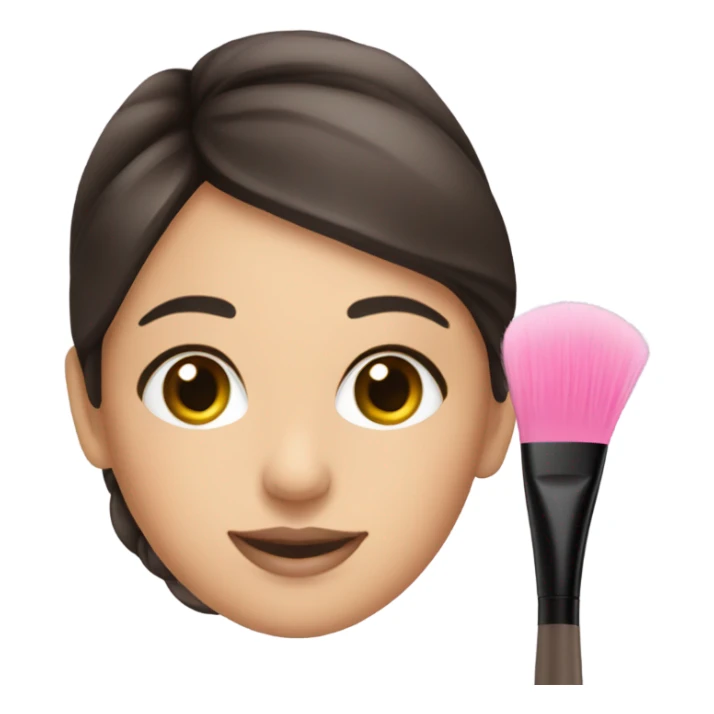 Brunette Esthetician wearing pink holding a fan brush sticker