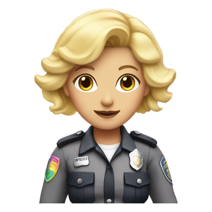 Blonde female in pink rainbow police outfit sticker