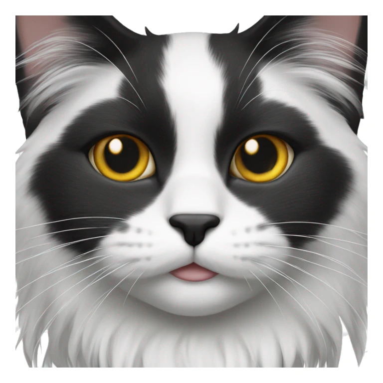 half Black and half white long hair cat with black spot on muzzle sticker