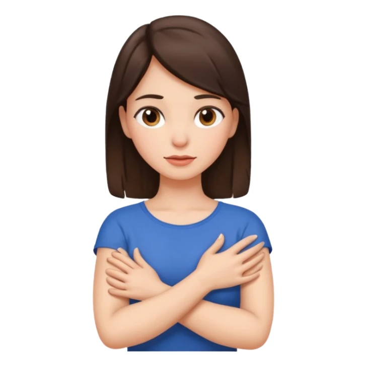 Arms crossed holding neck brunette girl sticker
