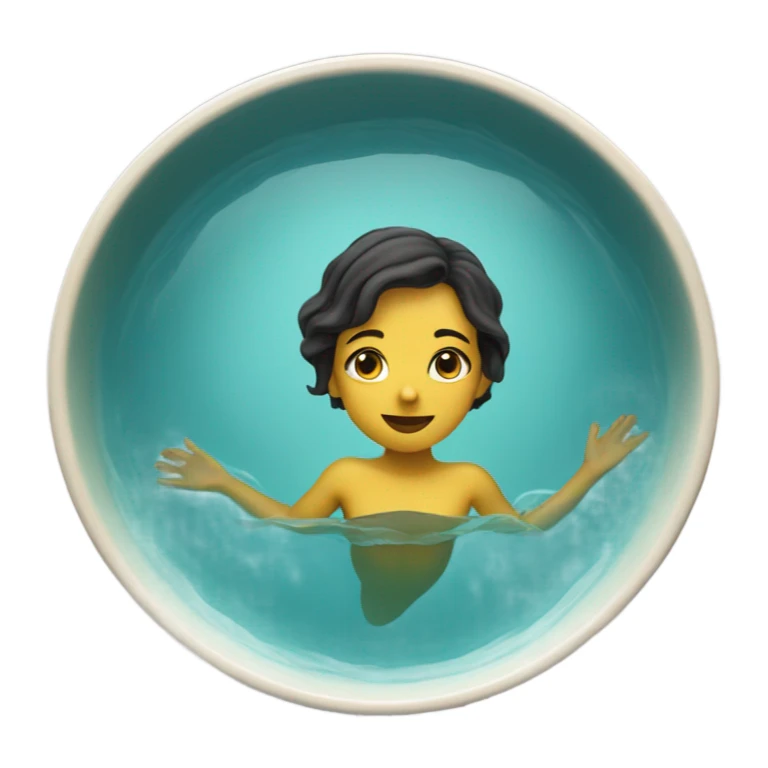 A girl swimming in a bowl of mustard sticker