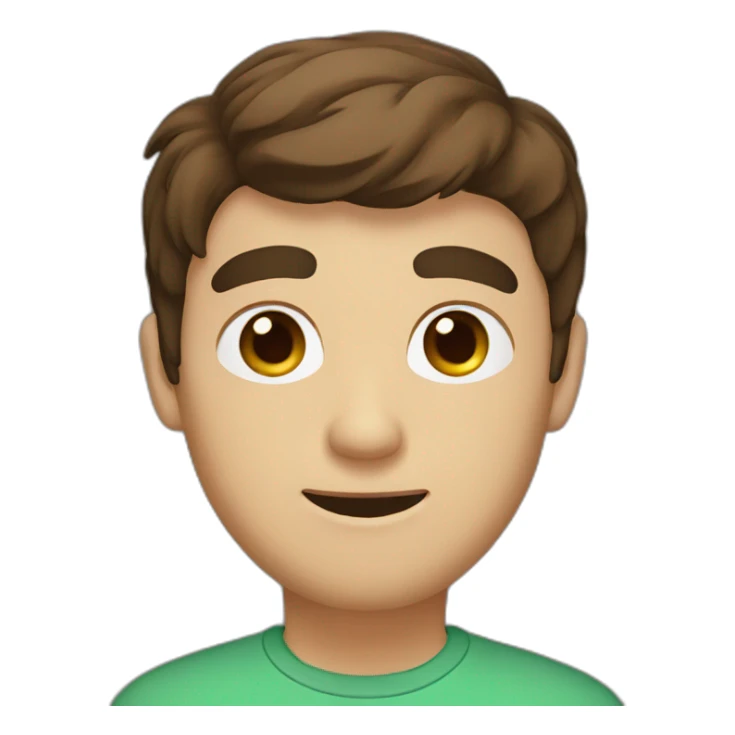 guy with brown hair and brown eyes and bushy brown eyebrows with a computer sticker