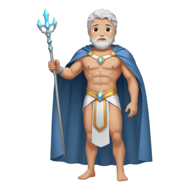 fullbody silverhair shirtless god ZEUS, white robe over shoulder and cape, standing still sticker