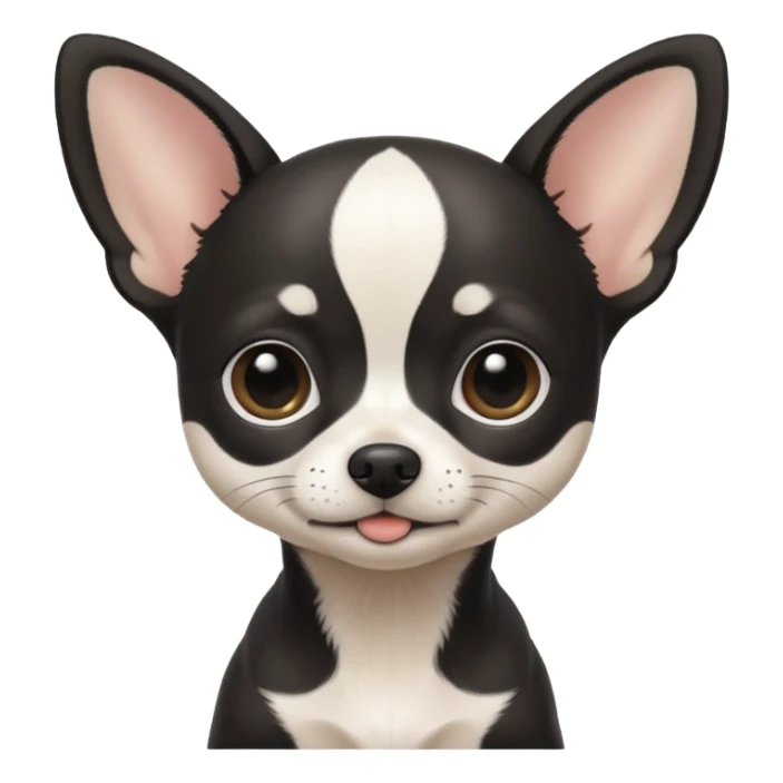 A black and white chihuahua emoji please with a thin white line on the center of head sticker