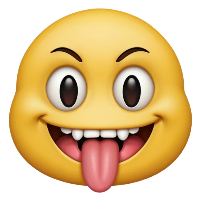 Creepy smiley face with drool and tongue sticking out sticker