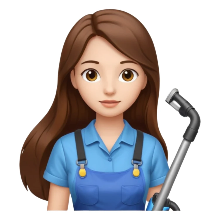 beautiful girl with long brown hair cleaning and vacuuming sticker