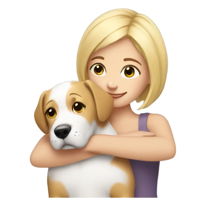 Dog hugs a girl short blond hair sticker