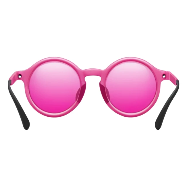round protective glasses with vibrant pink tinted lenses, laboratory eyewear sticker