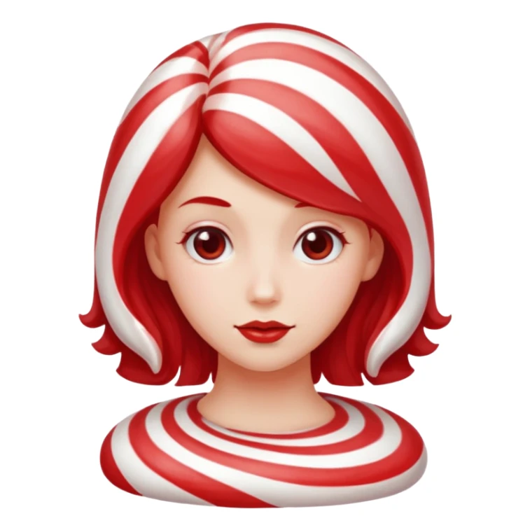 girl with hair made out of candy peppermint sticker