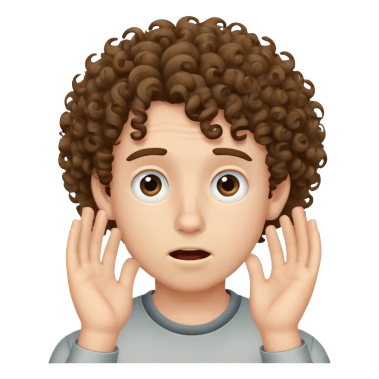 make a boy with curly hair with his hand in his face like he is hearing something stupid sticker