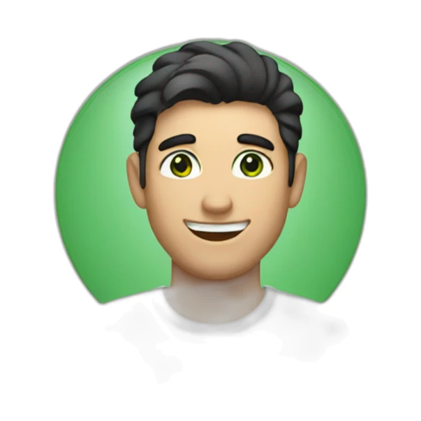 nice man with green eyes, dark hair, bear and smiling sticker