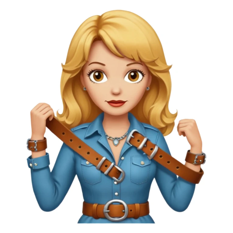 Peggy Bundy holding a belt sticker