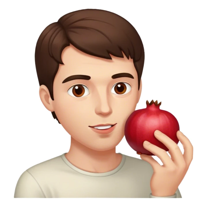 brunette white man eating pomegranate  sticker