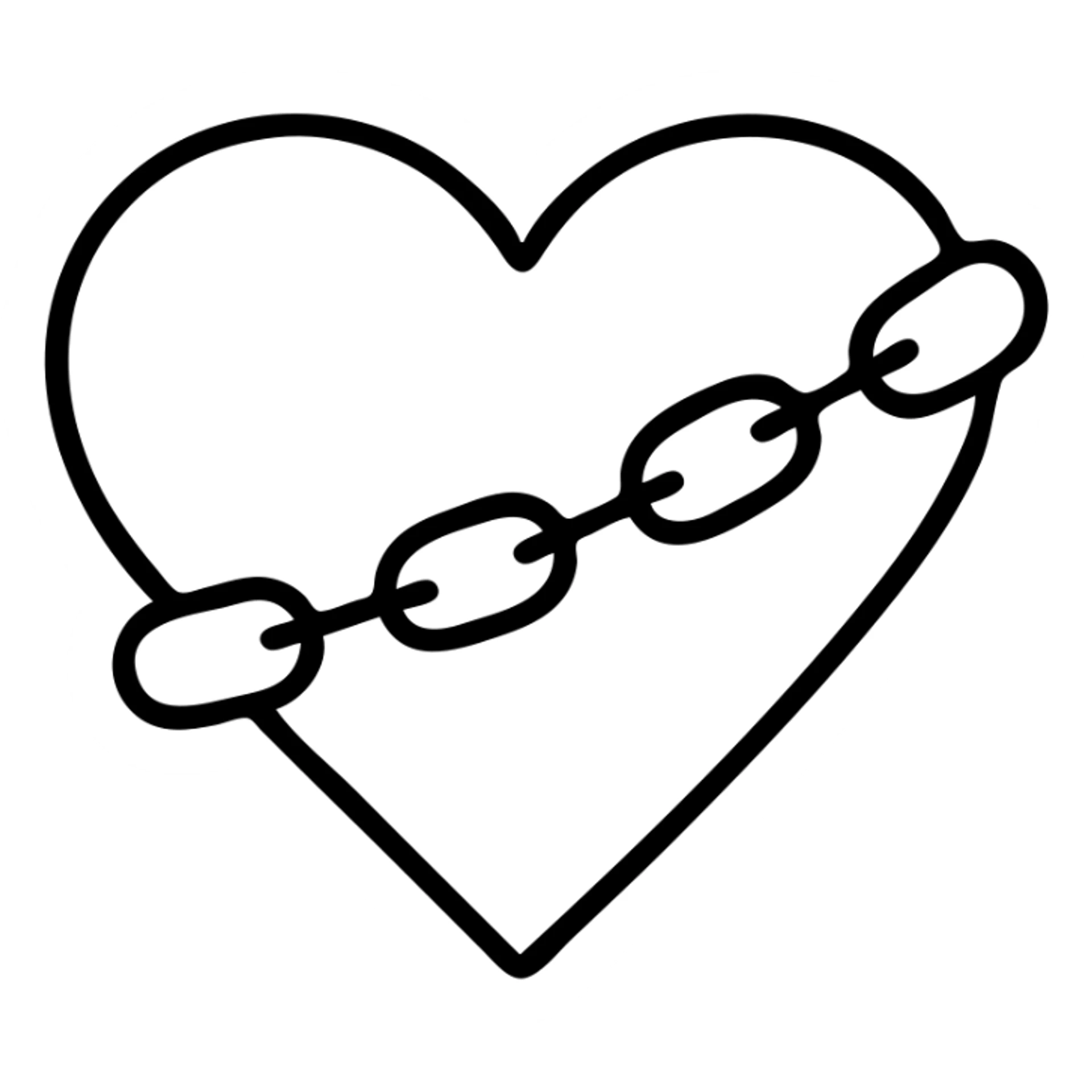 A heart with a chain wrapped around it or attached to it sticker