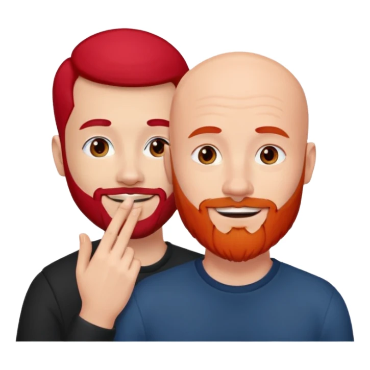 White Bald man with red beard touching face white girl black hair  sticker